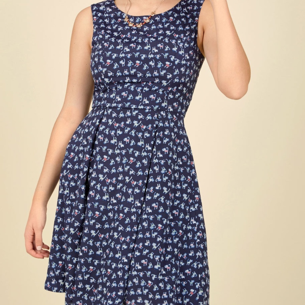 Modcloth Cat Print I Rest My Grace A-Line Dress